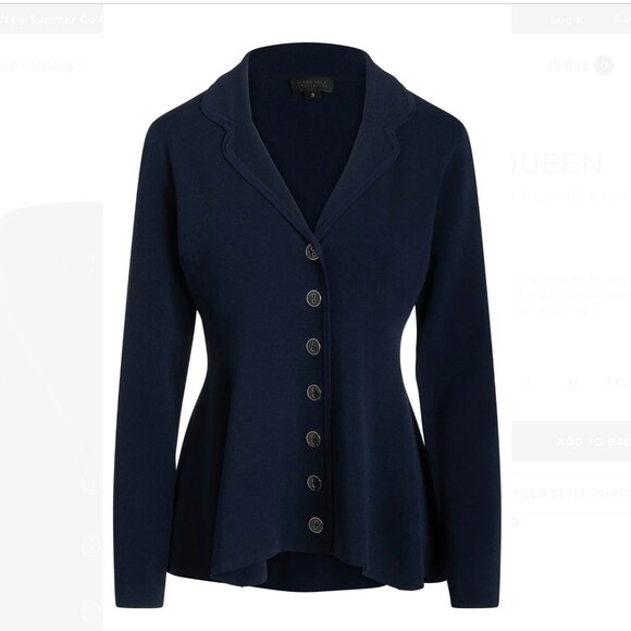 Carlisle Collection NIght Queen Navy Fit N Flare Knit Blazer Size XS. NWT - Picture 1 of 1